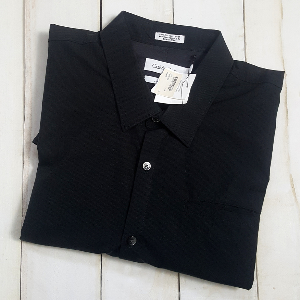 Black Calvin Klein Slim Fit Large Dress Shirt